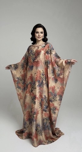 Tree blossom satin kaftan with - satin,