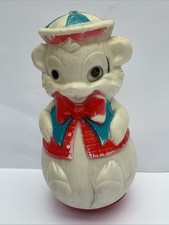 Combex Roly-Poly wobbler Teddy Bear. Vintage 1960s with chime