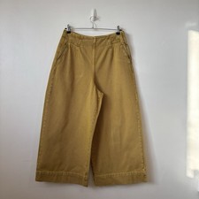 Toast Denim Yellow Mustard Wide Leg Cropped Jeans Size 12 Pockets Zip