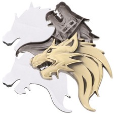  2 Pcs Vehicle Decoration Metal Car Sticker Hood Stickers Wolf Head Metallic