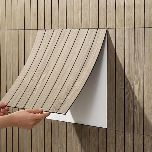 Wood slat wall panels self - wall,