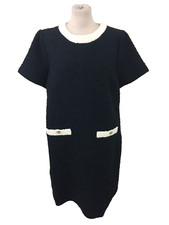 Joules Women's Shift Dress Size 16 Navy Blue Pockets Lined Textured Zip New F1