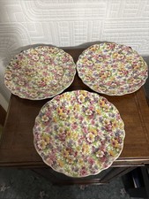 Three Antique James Kent Du Barry Chintz Salad Plates