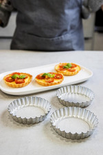 Mini Tartlet Tins with Loose Bases Bake Mold round Stainless Steel 10Cm Set Of