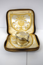 Nice Older Sterling Silver IHS Pyx with Burse and Linens (CU611) chalice co.