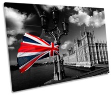 Union Jack Flag London City CANVAS WALL ART Picture Print