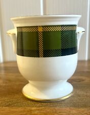 Vintage Royal Crown Duchy For Harrods Ceramic Green Tartan Pot Urn Planter 3.5”