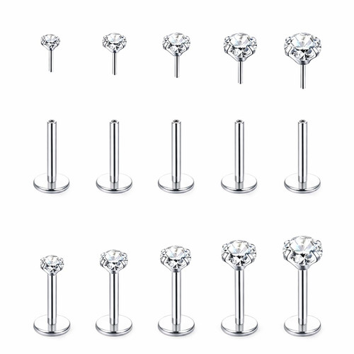 Silver stud piercing push - stud, in