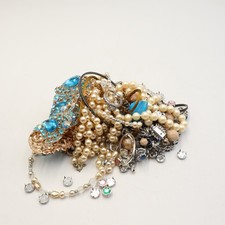 Costume Jewellery Mixed Lot 428g Repair Craft Scrap Broken/Tangled + 925 Ring