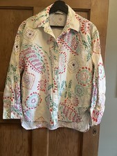 Zara Women's Linen Blend Blouse Shirt Size Small UK 10-12 Long Sleeve Multi