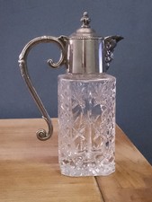 Antique Edwardian Crystal cut glass Claret Jug hairline crack no leak!