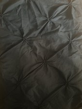 SHEIN - Plain Black Pintuck Ruffle Double Duvet Set Bedding With 2 Pillowcases