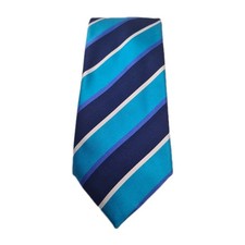 M & S Blue Stripe Mens Silk
