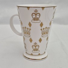 ST MICHAEL Mug Vintage White Gold Crowns Bone China Coffee Tea Marks & Spencer