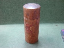 Vintage 18cm Tall Turned Wood Treen Cylindrical Drill Bit Holder Box - 9 holes