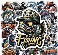 NEW FISHING STICKERS DELUX SET STICKERS 50 FREE POSTAGE LAPTOP FRIDGE