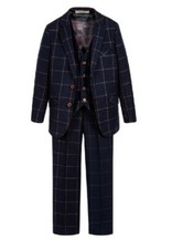 Romano Navy Check 3 Piece Suit