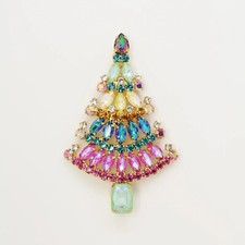 Butler and Wilson Green Crystal Vintage Style Christmas Tree Brooch New