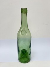 59633 Old Vintage Antique Black Glass Bottle Wine Sealed Brandy Napoleon