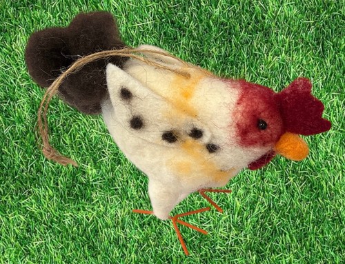 Wool felt hen hanging - hen, ornament