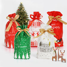50PCS Christmas Sacks Party Gift Bags Drawstring Wrap Present Storage UK
