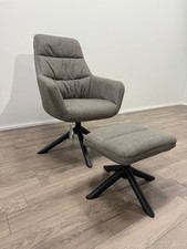Marnie Fabric Swivel Chair and Footstool - Grey