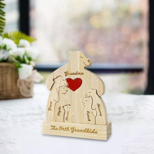 Bear family wood - bear, puzzle