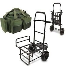 NEW Fishing Dynamic Fold Flat Large Base Coarse Trolley + Green XPR Carryall Bag