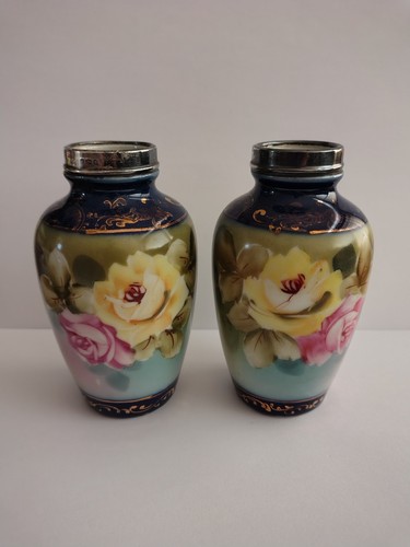Pair hand painted sterling - painted,