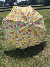 Vintage Retro 1970’s 80s 90 Multicoloured Abstract Fruit Garden Sun Parasol Read