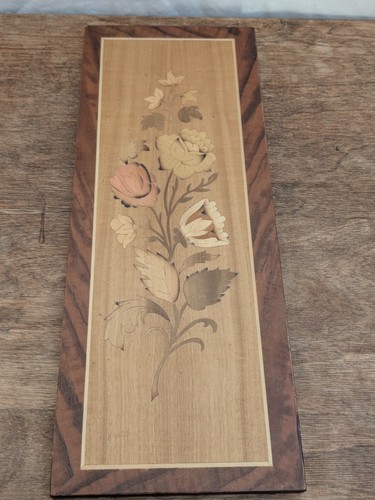 Vintage marquetry wooden wall - vintage,