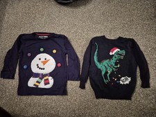 2 x Boys Christmas Jumpers Next & Primark  age 2 - 3 years blue/ navy 