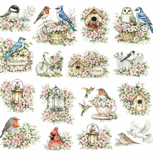 Sheet garden birds dtf - 16, uv