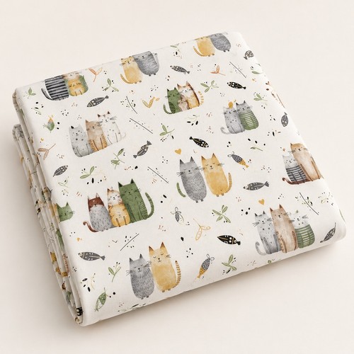 Cats cotton fabric - fabric, 100%