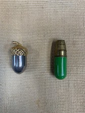 Pair of vintage thimble cases with contents