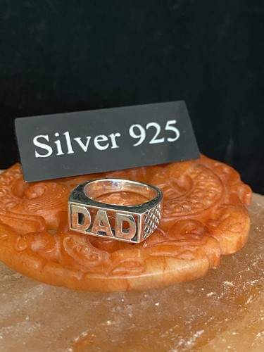 Solid silver dad signet ring - solid,