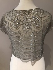 Fabulous Next Size L Grey Mesh Bolero Sequin And Bead Detail Beautiful Design