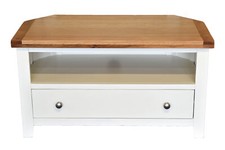 White TV Cabinet Solid Oak