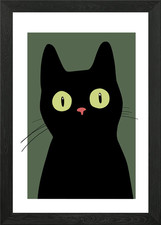 Black Cat with Big Eyes Framed
