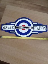 Lambretta Service Station 18 Inch Metal Sign Vespa Scooter Garage Shed Man Cave