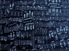 Makower Cotton Quilting Interiors Fabric Blue 'Abstract Music Sheet' 40"L x 44"W