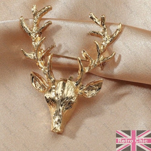 Reindeer elk stag head brooch - stag,
