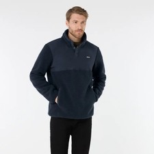 Musto Men’s Cove Deep Pile Fleece – Navy Snap Neck Warm Pullover Jumper