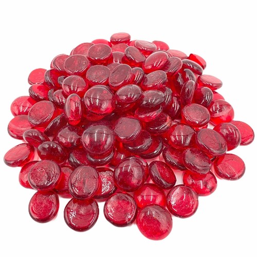 Red decorative glass pebbles - red,