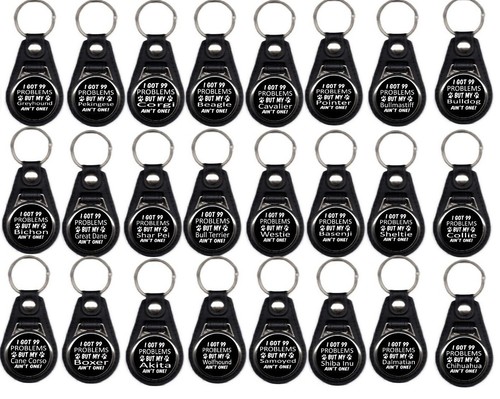 Dog problem keyring leather - dog,