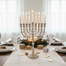 Chanukiah 16" Brass Hanukkah
