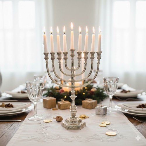 Chanukiah brass hanukkah - 16",