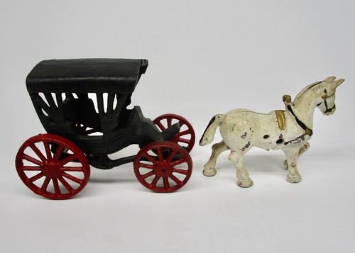 Vintage toy white horse - , black