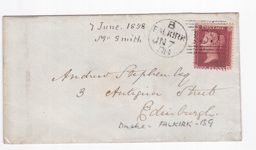 1858 fine penny red - 1d,
