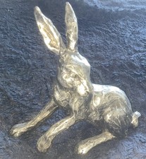 GLENEAGLES STUDIO COLD CAST BRONZE SITTING HARE ORNAMENT 9 INCHES TALL